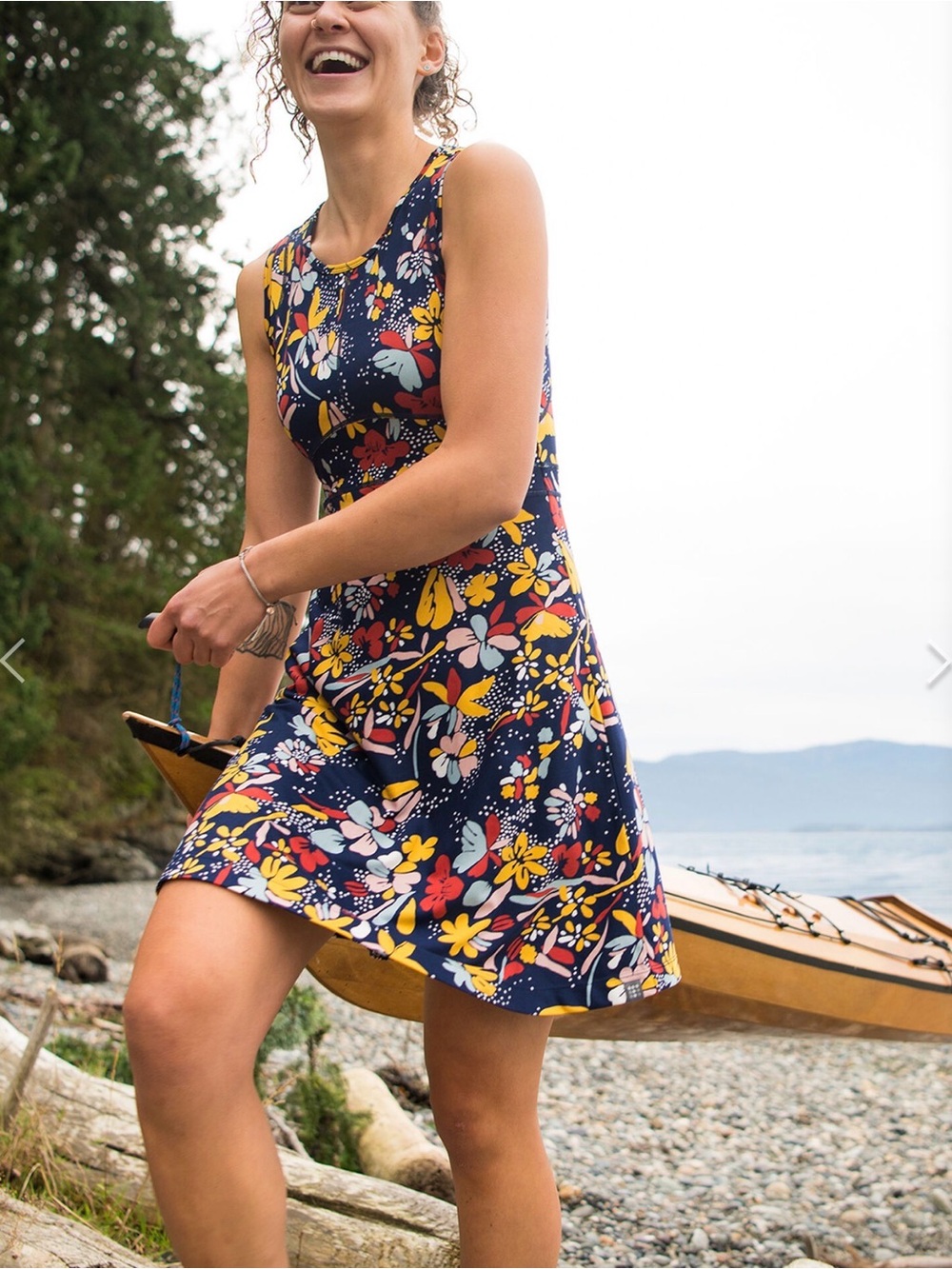 Title Nine Navy Dream Tank Dress Flora Women’s Sz M Activewear